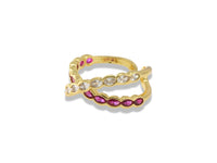 Gold Crisscross Crystal Ring