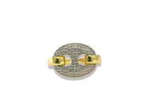 Two-Tone Pavé Oval Link Ring