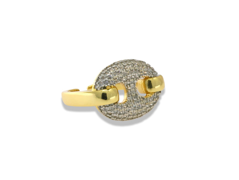 Two-Tone Pavé Oval Link Ring