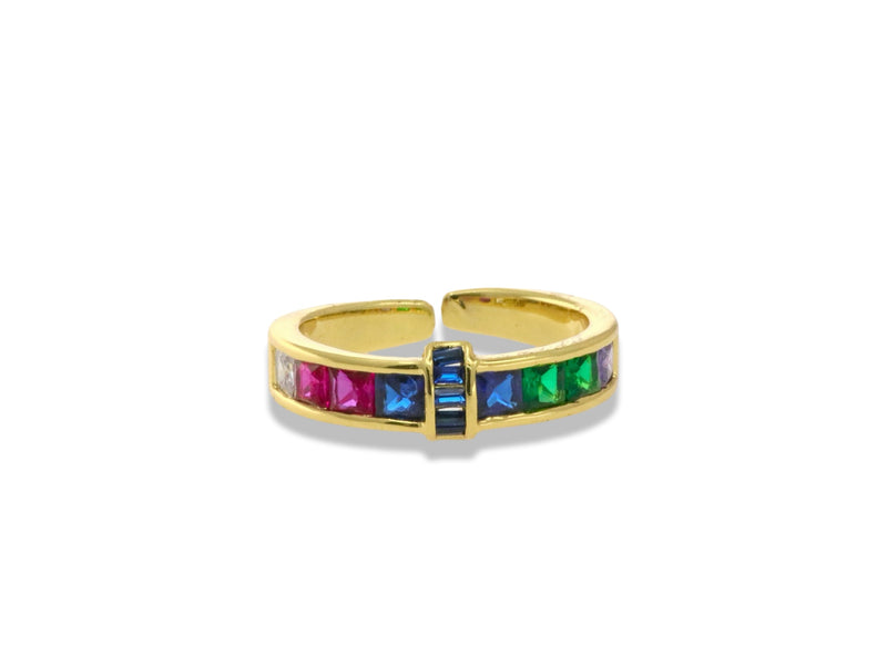Gold Colorful Baguette Ring