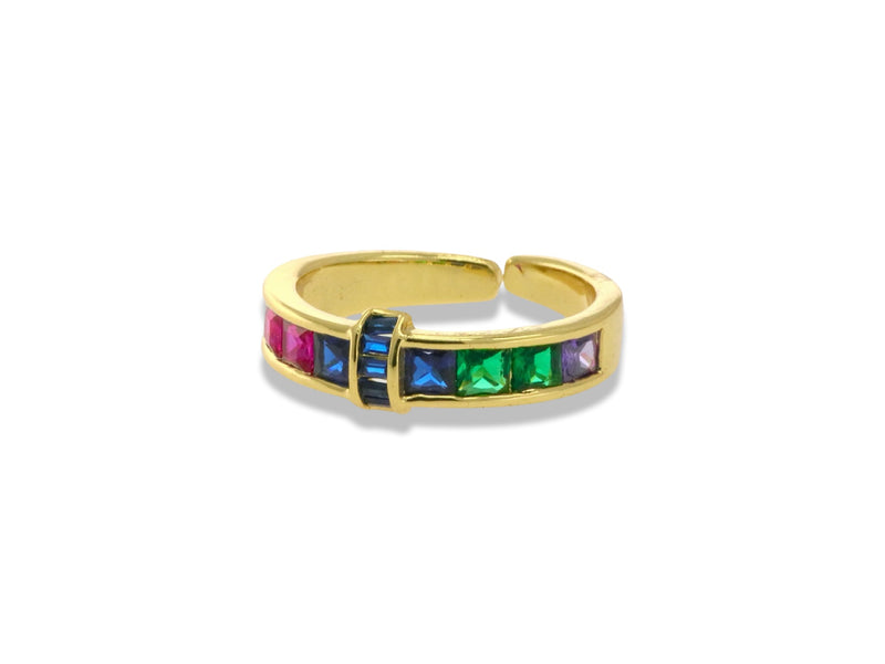 Gold Colorful Baguette Ring