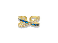 Gold Crisscross Crystal Ring