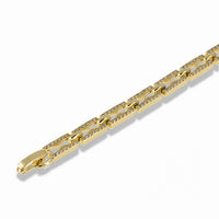 Gold rectangular pavé link bracelet