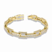 Gold rectangular pavé bracelet with square zirconia links