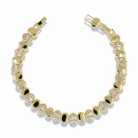 Gold oval bracelet with pavé details