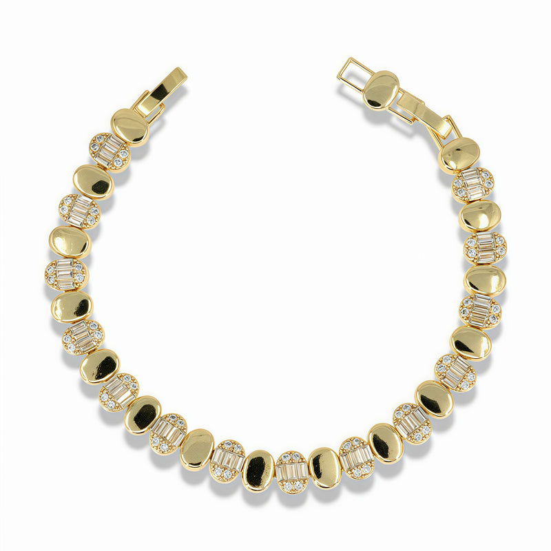 Gold oval bracelet with pavé details