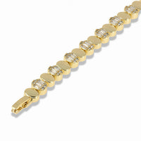 Gold oval bracelet with pavé details