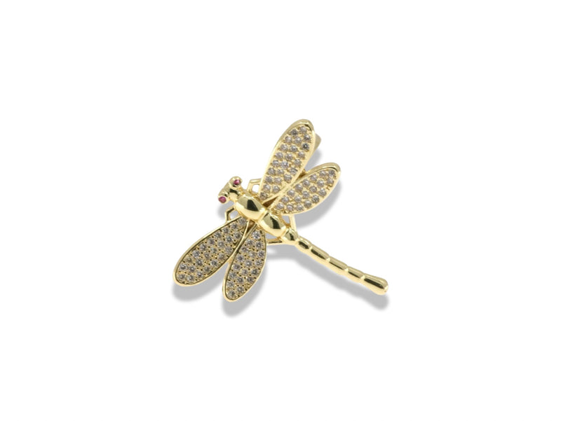 Gold Pavé Dragonfly Ring