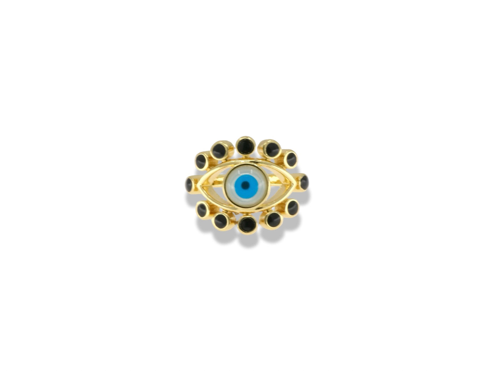 Gold Black Evil Eye Ring