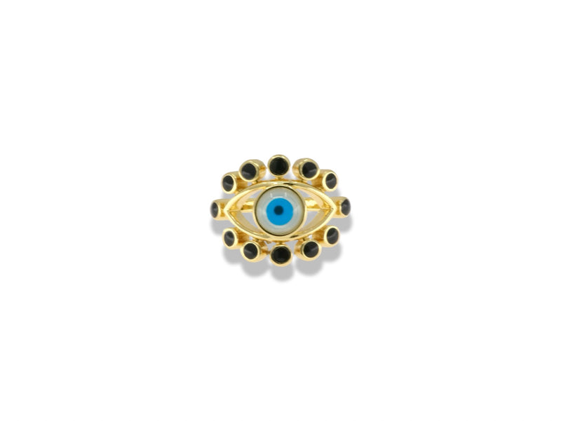 Gold Black Evil Eye Ring