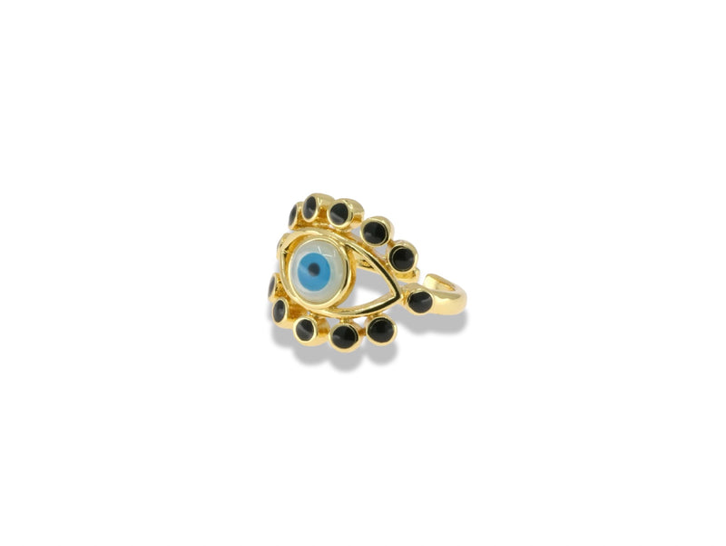 Gold Black Evil Eye Ring