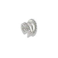 Baguette & Pearl Ear Cuff – Silver Tone CZ Design