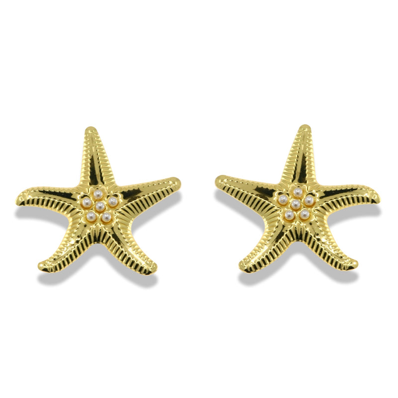 Gold FIlled 14K Pearl Accent Starfish Earrings