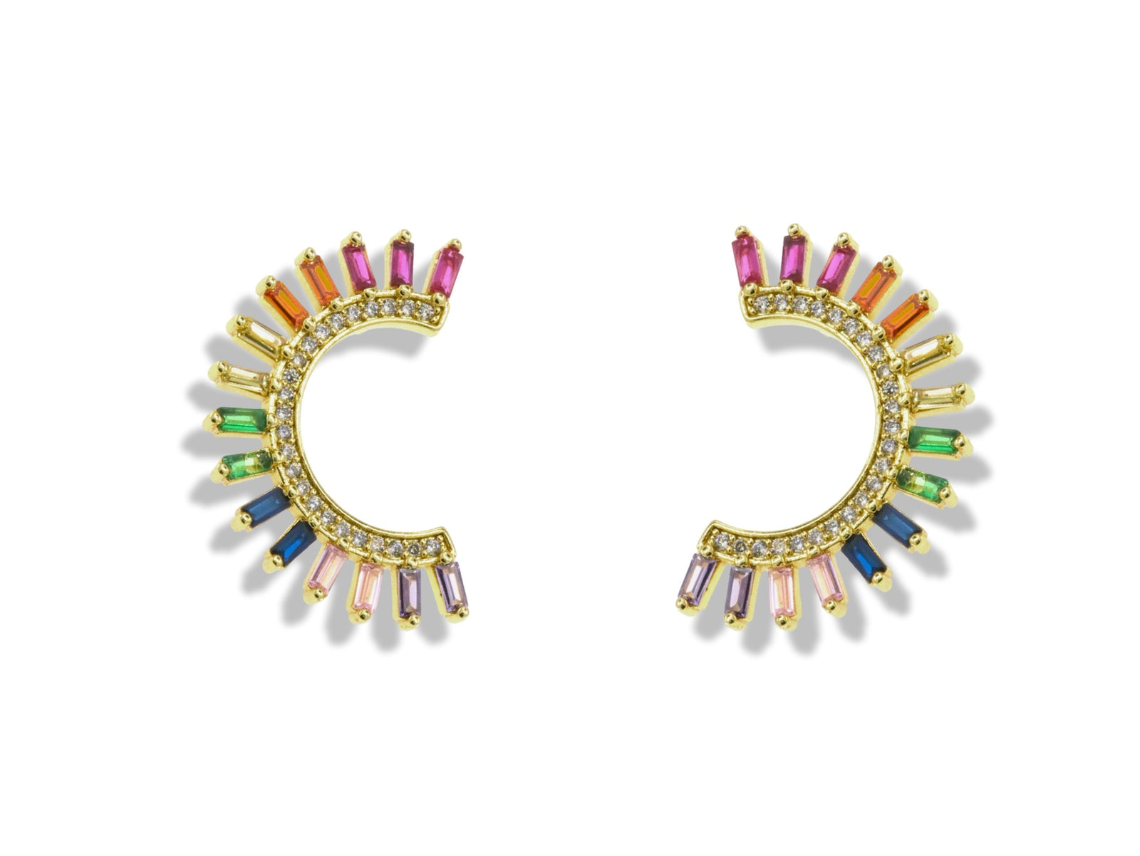 Rainbow Sunburst Hoop Earrings