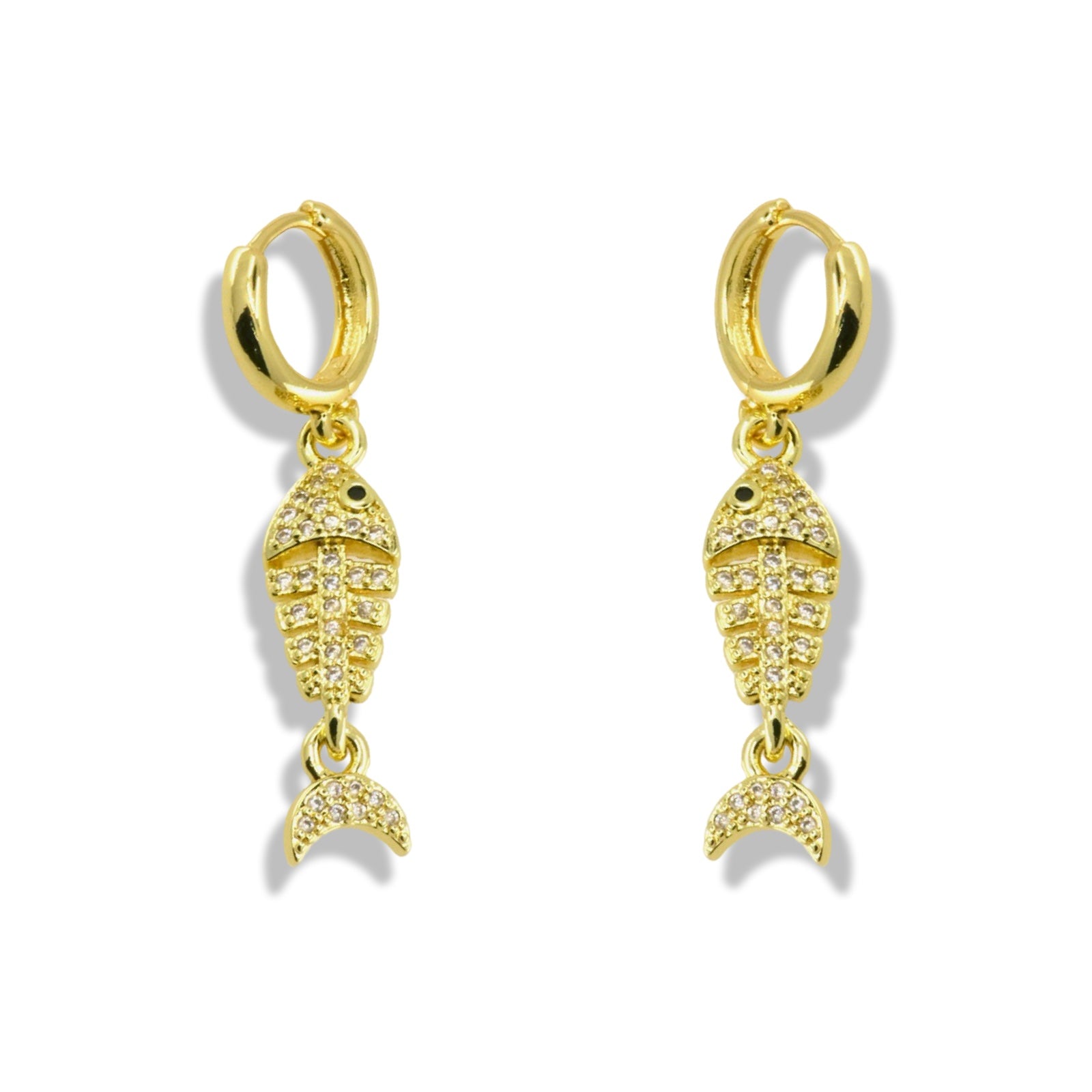 Sparkling Fish Huggie Earrings