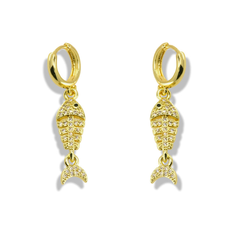Sparkling Fish Huggie Earrings