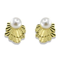Pearl Scallop Shell Stud Earrings