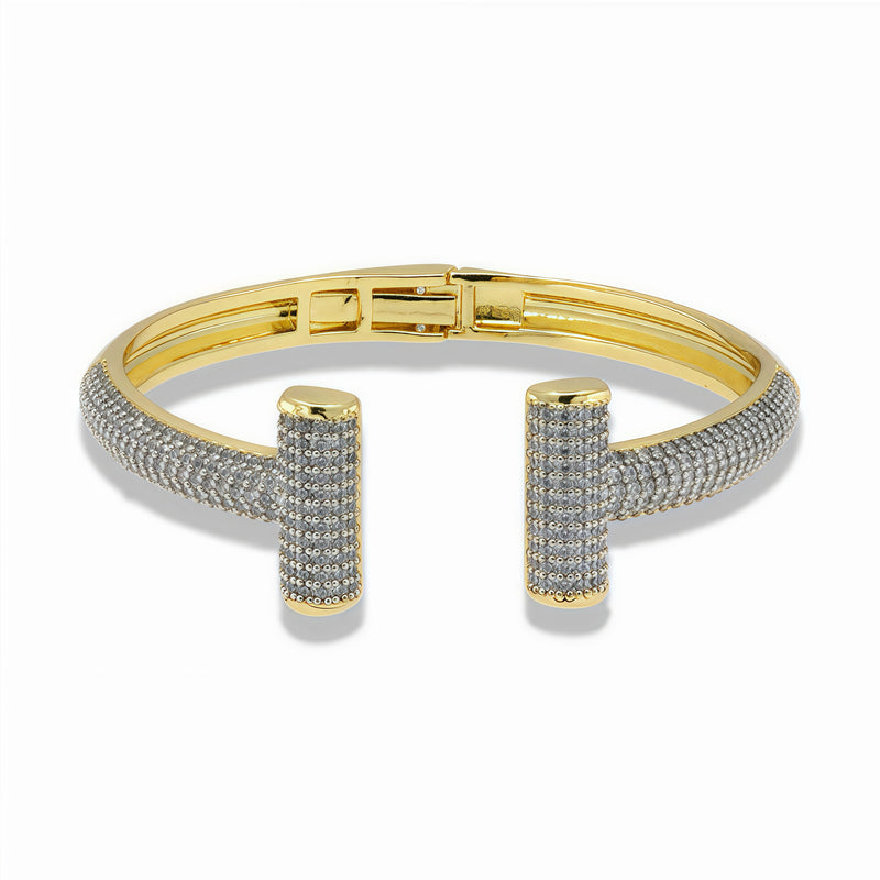 Two-Tone Open Pavé Bangle Bracelet