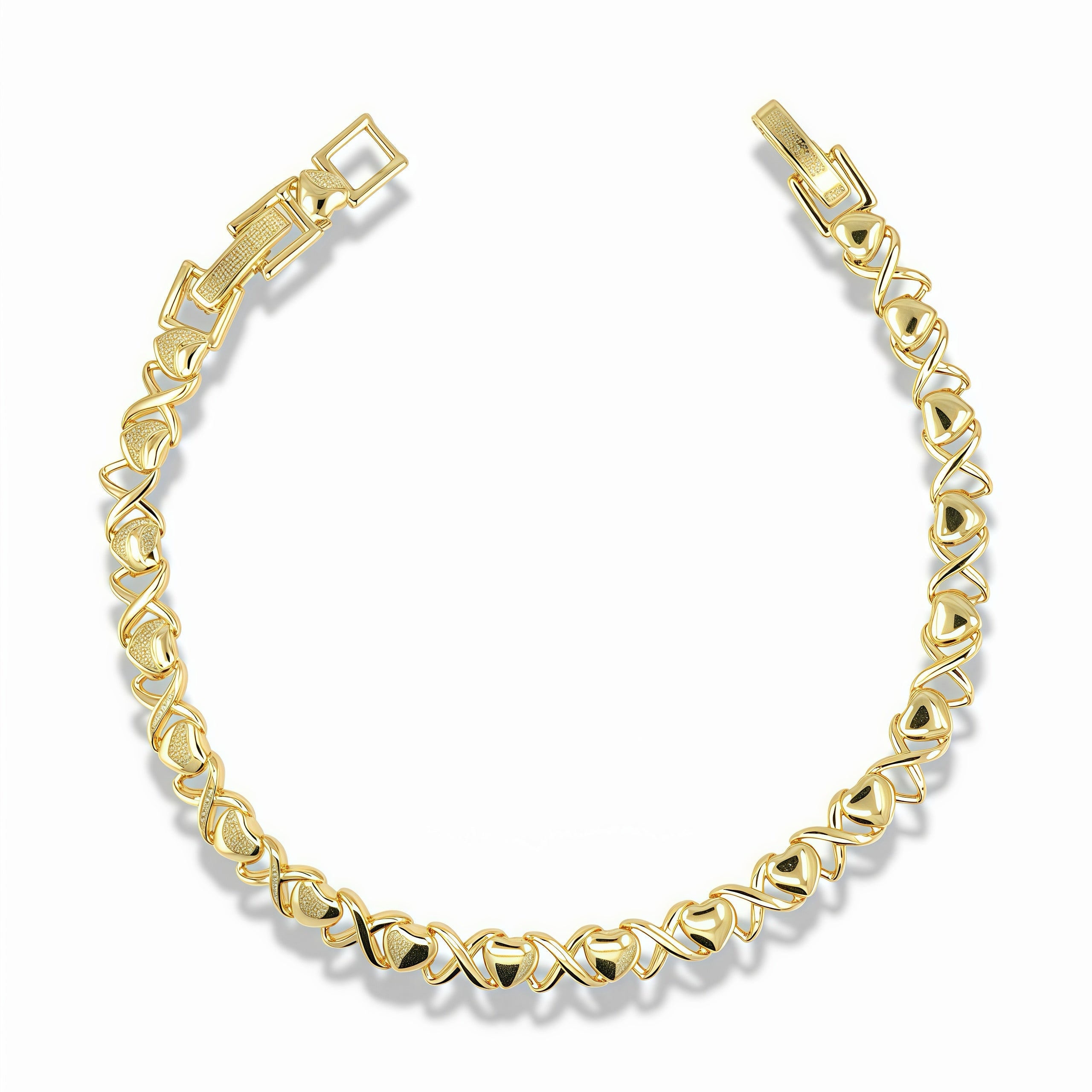 Gold Heart & X Link Bracelet Main image
