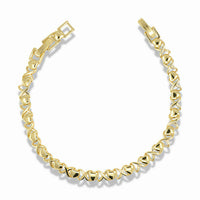 Gold Heart & X Link Bracelet