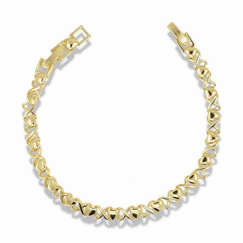 Gold Heart & X Link Bracelet