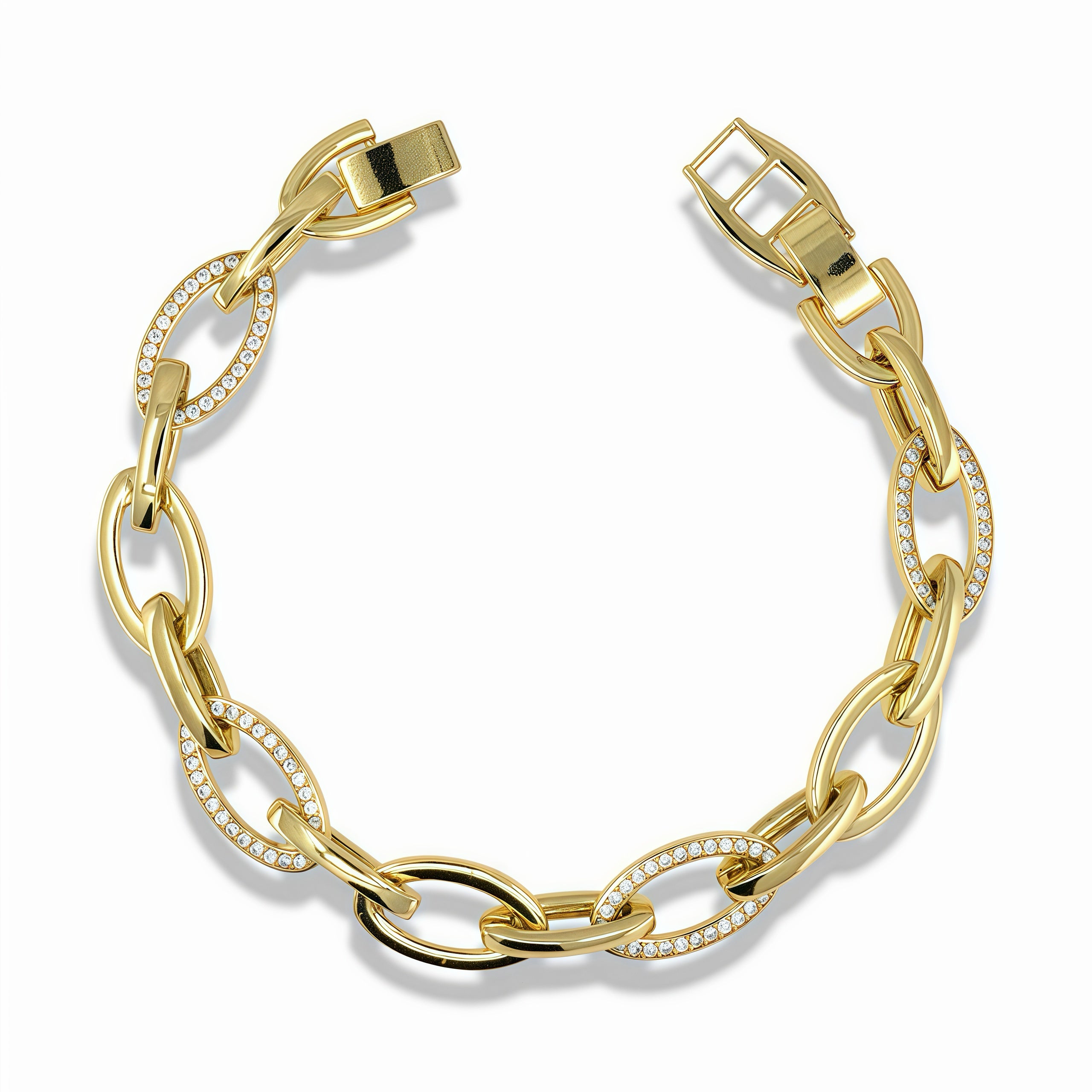 Gold Alternating Oval Pavé Bracelet Main image