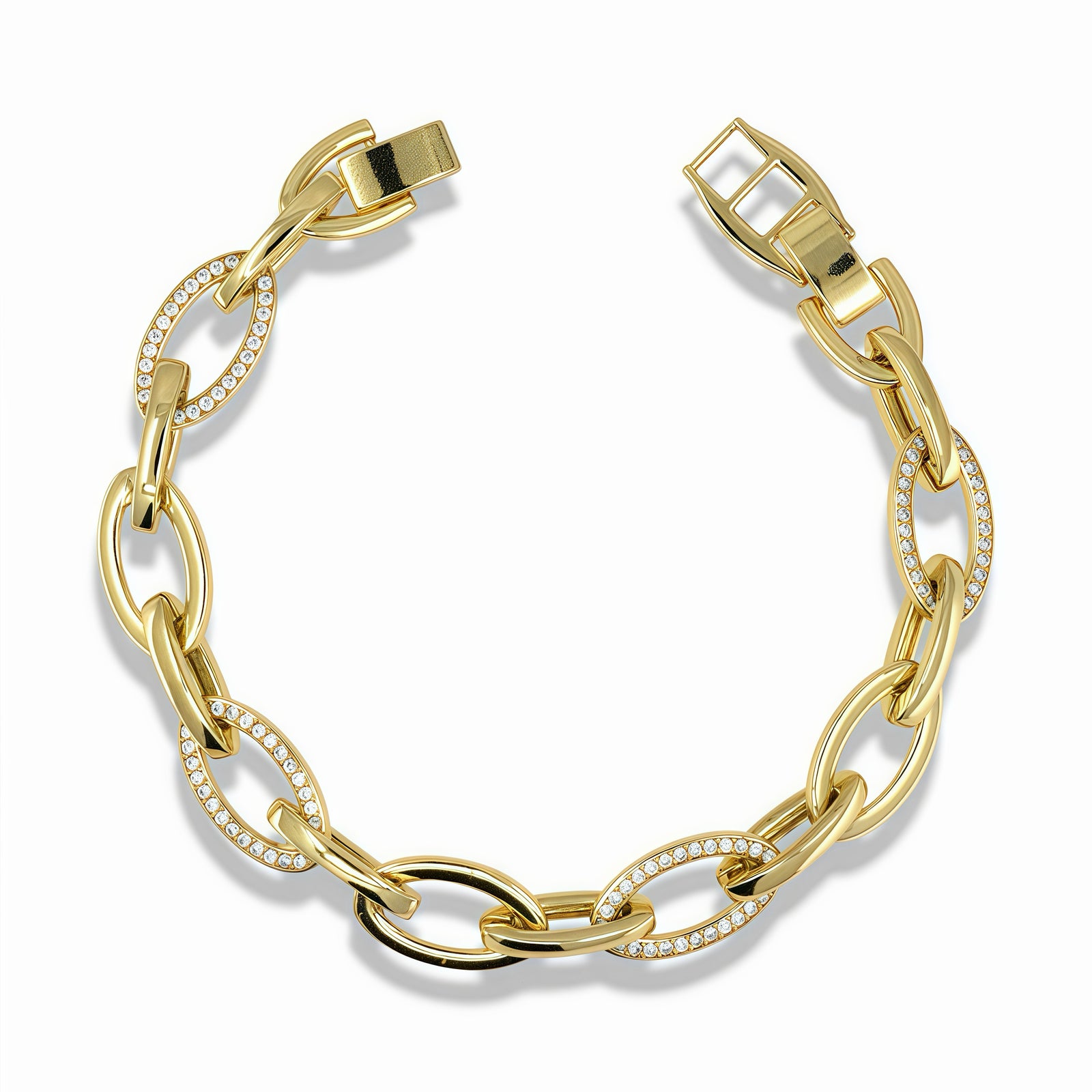 Gold Alternating Oval Pavé Bracelet