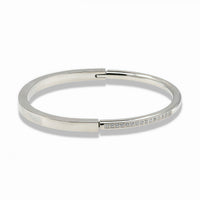 Silver Half Crystal Bangle Bracelet