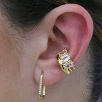 Oval Crystal Ear Cuff