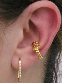 Gold mini enamel h ear cuff