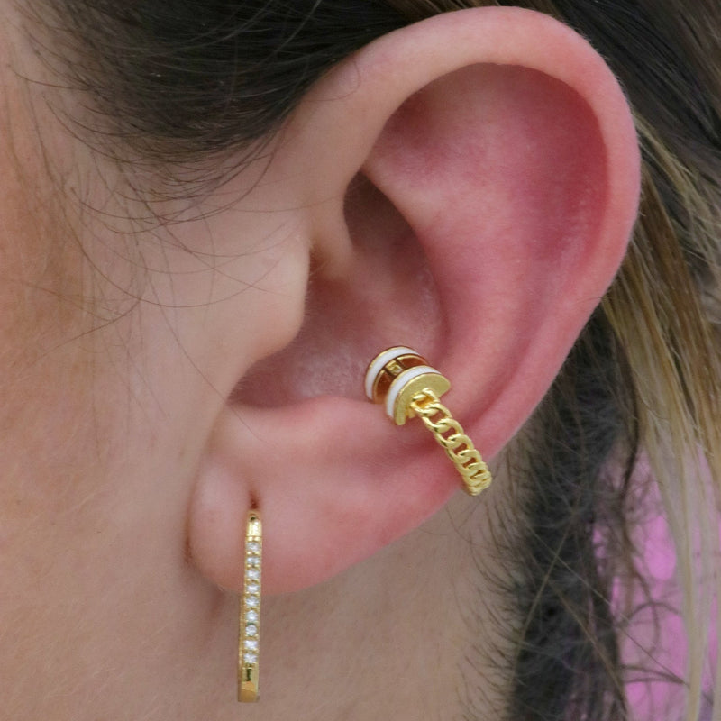 Gold mini enamel h ear cuff