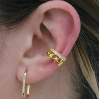 Gold star & pavé line ear cuff