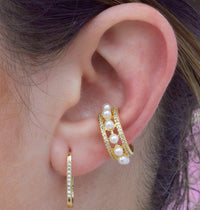 Gold Pavé & Pearl Ear Cuff