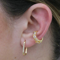 Gold Oval Cubic Zirconia Ear Cuff