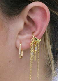 Gold Dripping Paint Chain Ear Cuff
