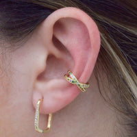 Gold Multicolor Pavé X Ear Cuff