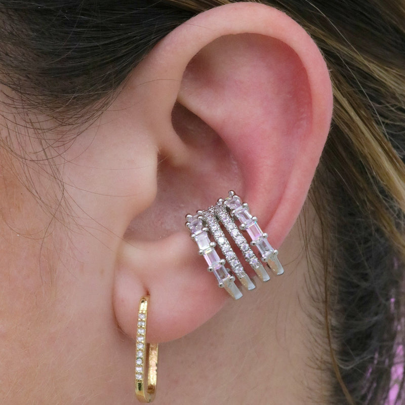 Silver Baguette & Pavé Ear Cuff