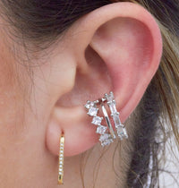 Silver Baguette & Cubic Zirconia Ear Cuff