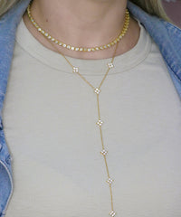 Crystal Flower Tie Necklace