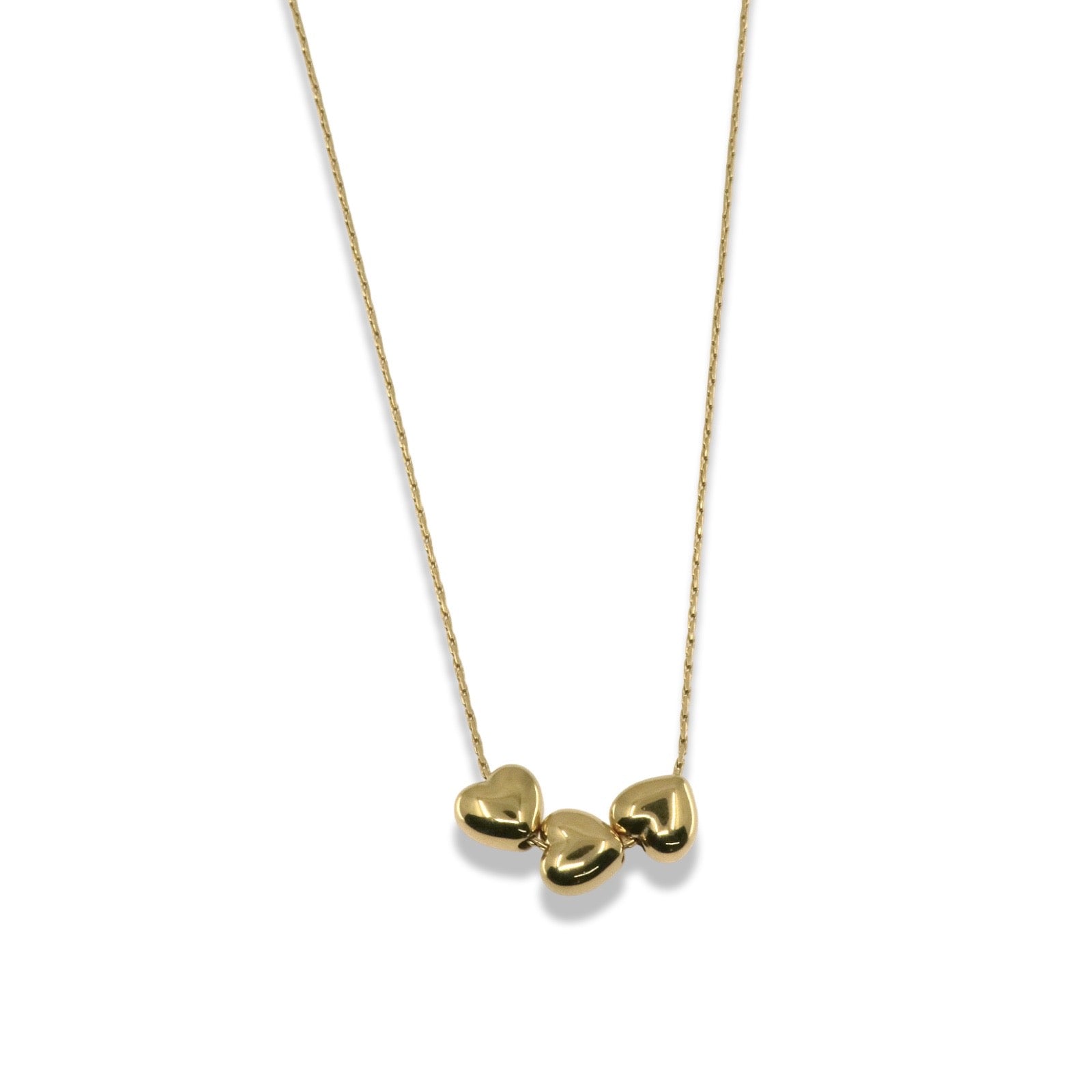 Three Heart Charm Necklace in Stainless Steel