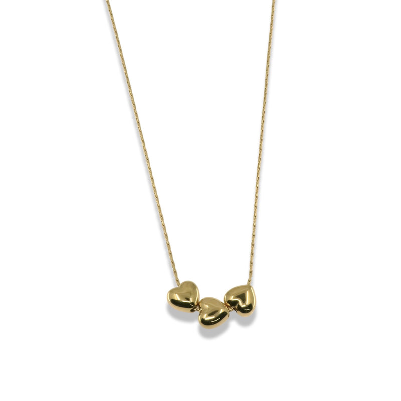 Three Heart Charm Necklace in Stainless Steel