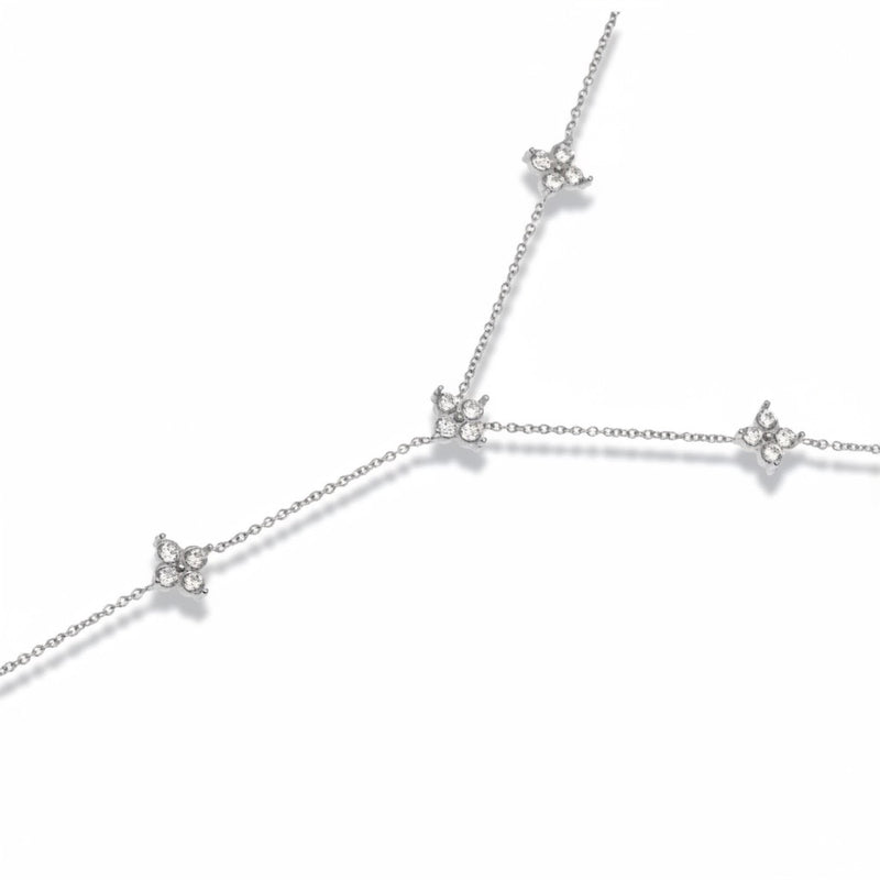 Crystal Flower Tie Necklace