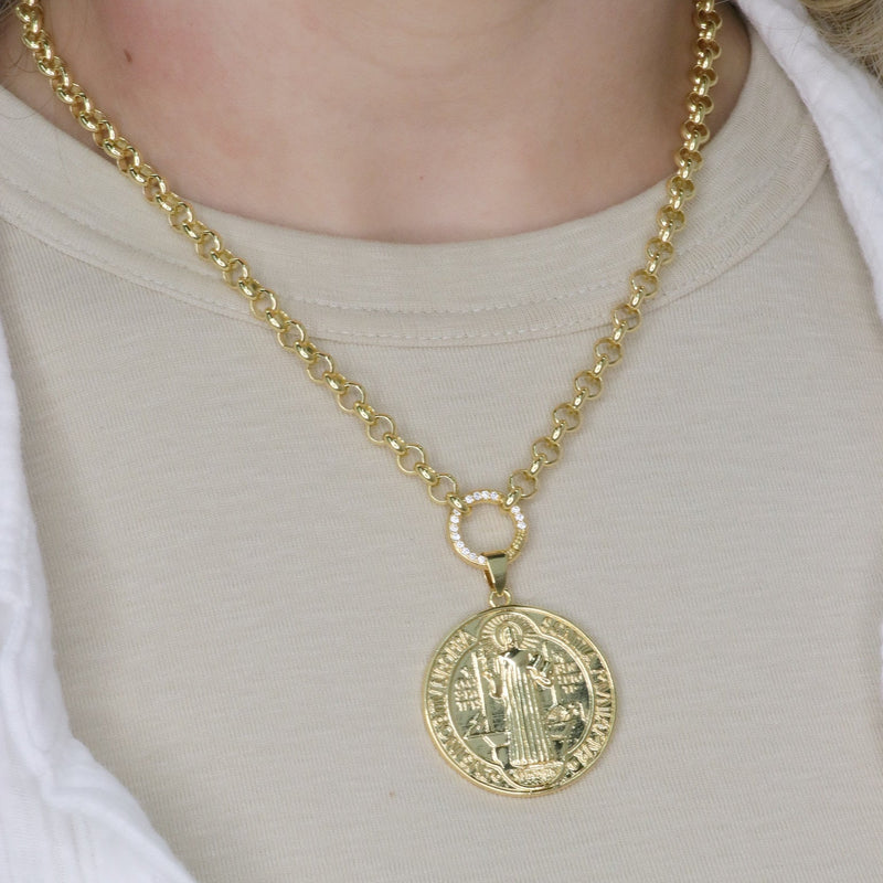 Classic Gold Saint Benedict Medal Pendant