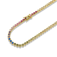 Multicolor Round CZ Tennis Necklace