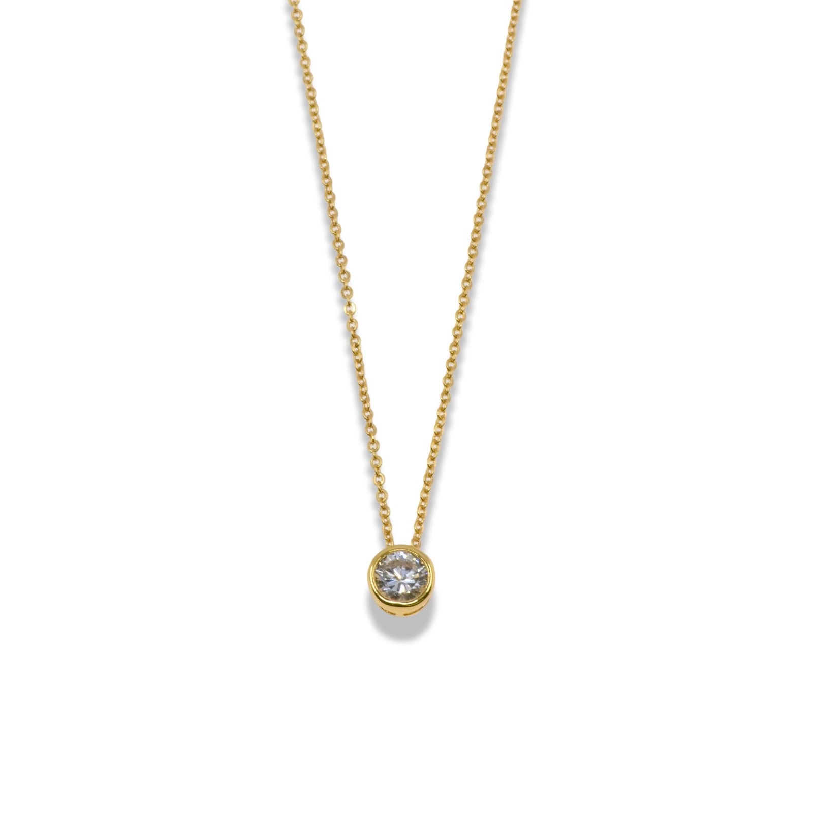 Delicate Chain Necklace with Circular Clear CZ Pendant