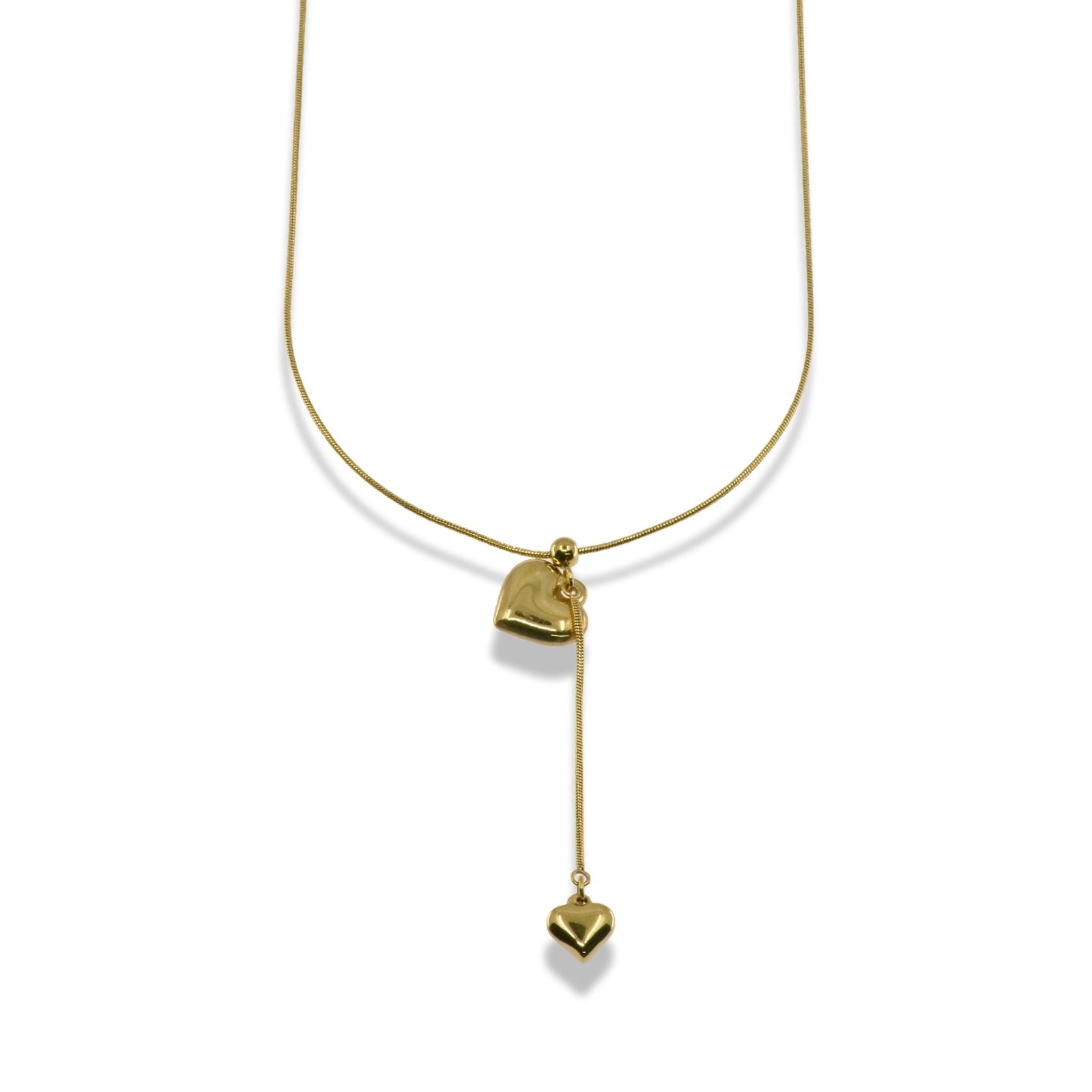 Double Heart Pendant Necklace in Stainless Steel