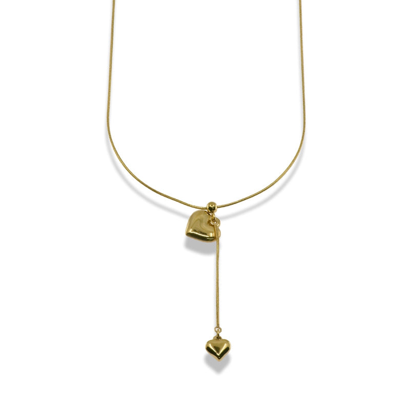 Double Heart Pendant Necklace in Stainless Steel