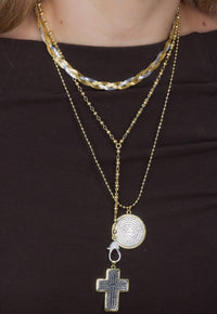 Braided Herringbone Chain Necklace in Stainless Steel