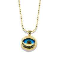 Gold Evil Eye Pendant Beaded Necklace