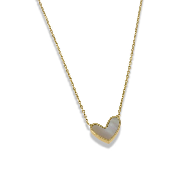 Gold Mother of Pearl Heart Pendant Necklace